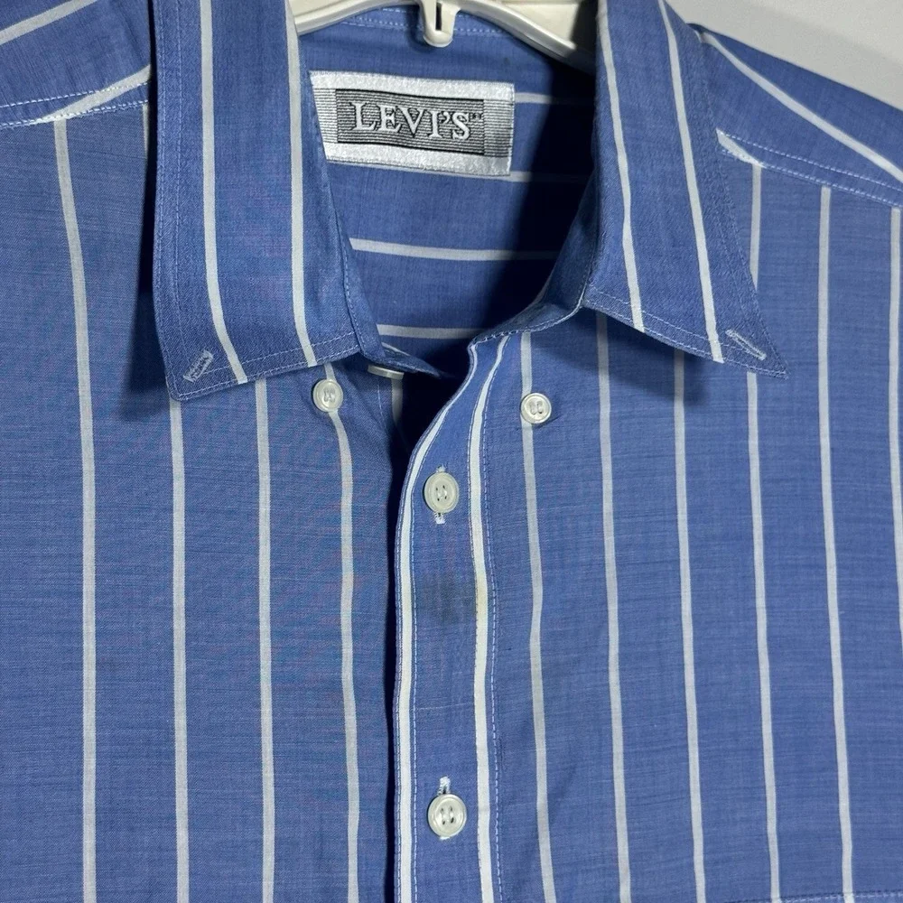 Vintage Levi's Silver Label Striped Short Sleeve Button Shirt L Korea 80s 90s